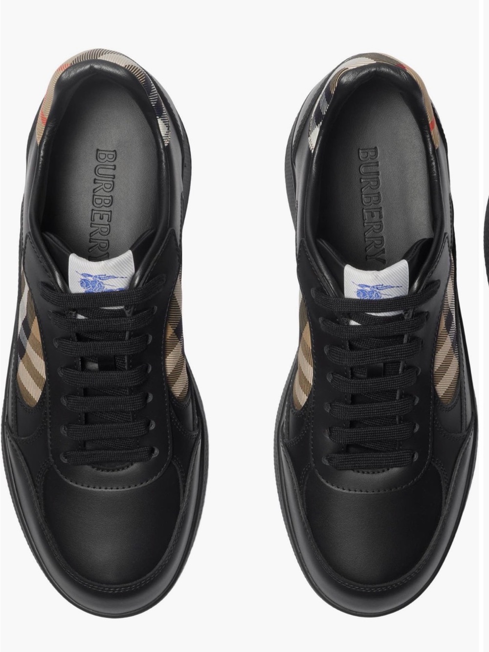 Burberry Men’s Terrace Check Leather and Canvas Sneakers